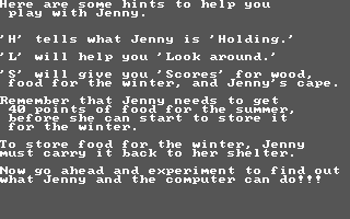 Jenny of the Prairie (DOS) screenshot: Some hints for playing