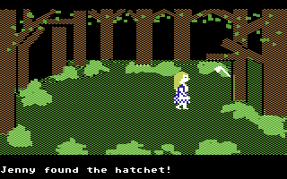 Jenny of the Prairie (Commodore 64) screenshot: Found the hatchet