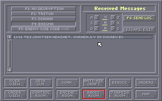 Das Boot: German U-Boat Simulation (DOS) screenshot: Decoding an Enigma encrypted message