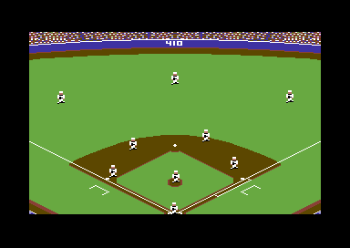 The Sporting News Baseball (Commodore 64) screenshot: The field of battle.
