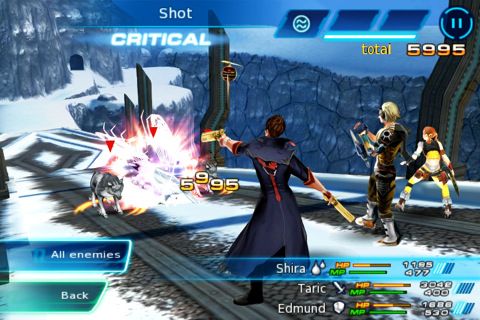 Eternal Legacy (iPhone) screenshot: Elmund's sharp shooting in battle