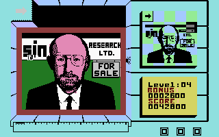 Split Personalities (Commodore 16, Plus/4) screenshot: Finished Sir Clive Sinclair