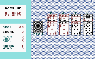 Aces Up (Commodore 16, Plus/4) screenshot: Playing cards