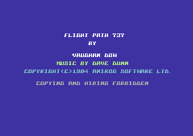 Flight Path 737 (Commodore 64) screenshot: Title screen