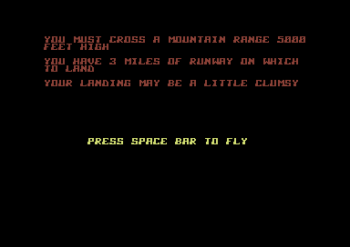 Flight Path 737 (Commodore 64) screenshot: Briefing