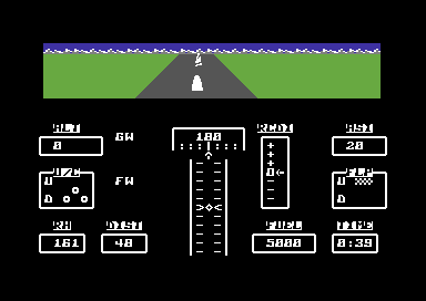 Flight Path 737 (Commodore 64) screenshot: On the runway