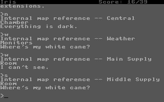Suspended (Commodore 16, Plus/4) screenshot: Running around blind