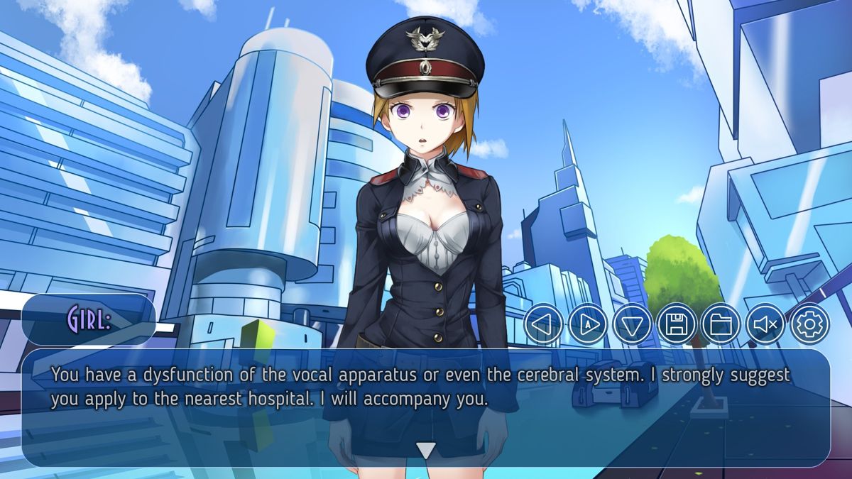 Crystal City (Windows) screenshot: A police android approaches you