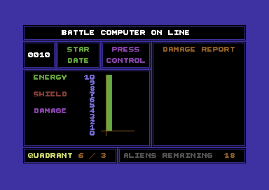 3D Time Trek (Commodore 64) screenshot: Battle computer.