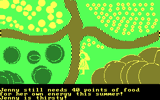 Jenny of the Prairie (DOS) screenshot: Jenny in the wild, thirsty