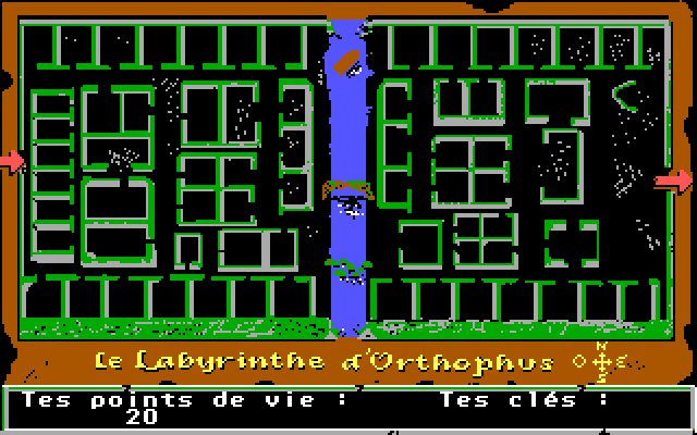 Le Labyrinthe d'Orthophus (DOS) screenshot: The map