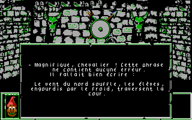 Le Labyrinthe d'Orthophus (DOS) screenshot: Getting an answer correct