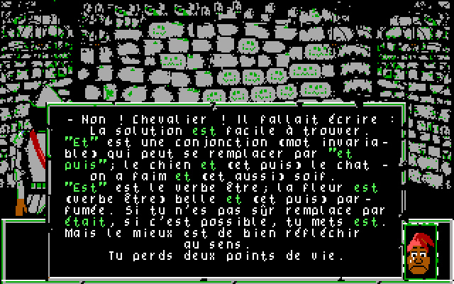 Le Labyrinthe d'Orthophus (DOS) screenshot: Getting an answer wrong
