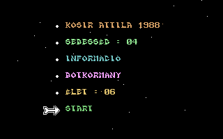 Legyőzhetetlen (Commodore 16, Plus/4) screenshot: Menu