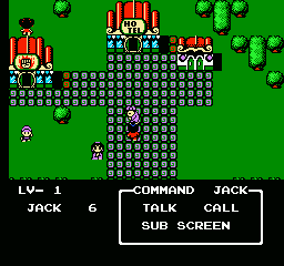 Little Ninja Brothers (NES) screenshot: Walking around a village.