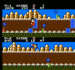 Little Ninja Brothers (NES) screenshot: Eat as much food as you can in the eating event.