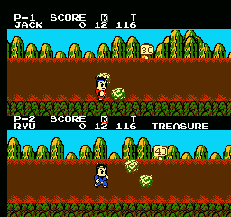 Little Ninja Brothers (NES) screenshot: Find the treasure in the treasure event.