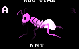 Alphabet Zoo (PC Booter) screenshot: ABC Time does not spare the entomophobic (CGA, RGB)