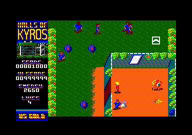 Kyros (Amstrad CPC) screenshot: Into the garden.