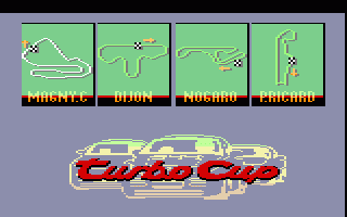 Turbo Cup (Thomson TO) screenshot: Selecting the Track in Main Menu