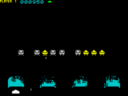 Invaders (ZX Spectrum) screenshot: Several thought whites.