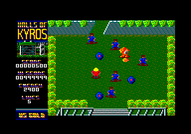 Kyros (Amstrad CPC) screenshot: Enemies to kill.