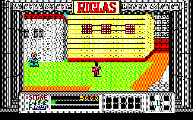 Riglas (Sharp X1) screenshot: Rural area. A DOG just left