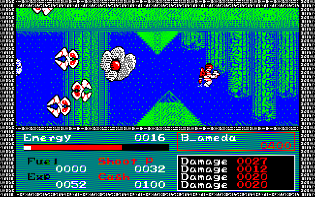 Mirai (PC-88) screenshot: No idea how I can defeat these tougher enemies...