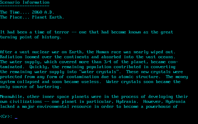 Operation: Overkill II (DOS) screenshot: The first of many pages of background