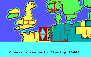 Storm Across Europe (DOS) screenshot: Selecting a scenario. (EGA)