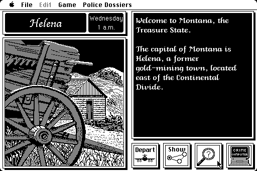 Where in the U.S.A. Is Carmen Sandiego? (Macintosh) screenshot: Starting a case.