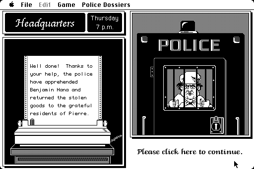 Where in the U.S.A. Is Carmen Sandiego? (Macintosh) screenshot: Made an arrest!