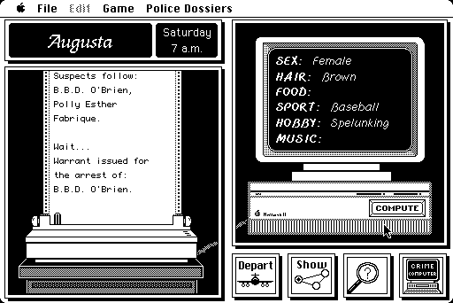 Where in the U.S.A. Is Carmen Sandiego? (Macintosh) screenshot: Crime lab.