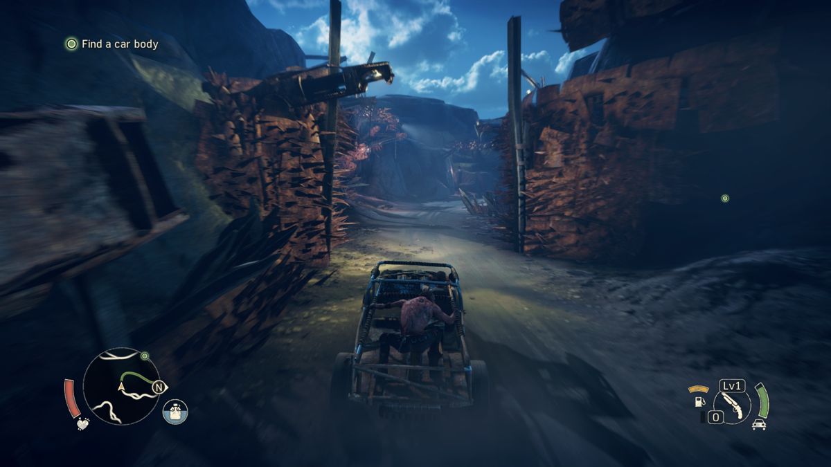 Mad Max (Windows) screenshot: Driving at night.