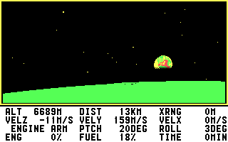 Lunar Explorer: A Space Flight Simulator (DOS) screenshot: Starting in orbit (CGA)