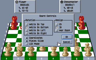 The Chessmaster 3000 (DOS) screenshot: Board controls.