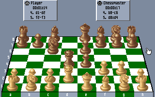 The Chessmaster 3000 (DOS) screenshot: Wood chess set - 3D.