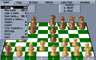 The Chessmaster 3000 (DOS) screenshot: Pull down menu.