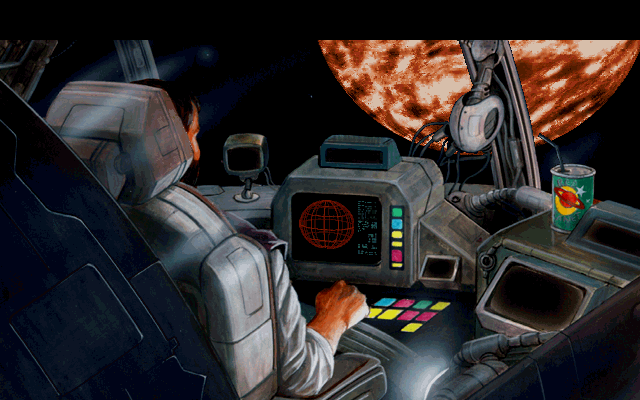 Die Höhlenwelt Saga: Der Leuchtende Kristall (DOS) screenshot: One more screenshot from the intro. Since without the CD the intro is silent, I'm just guessing that this is Cal's ship.