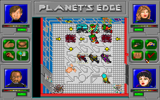 Planet's Edge: The Point of no Return (DOS) screenshot: These arrows must mean something... right? Well, yeah. It's a puzzle