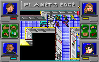 Planet's Edge: The Point of no Return (DOS) screenshot: This area has something "systemshockish" in it!