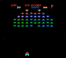 Galaxian (NES) screenshot: Starting