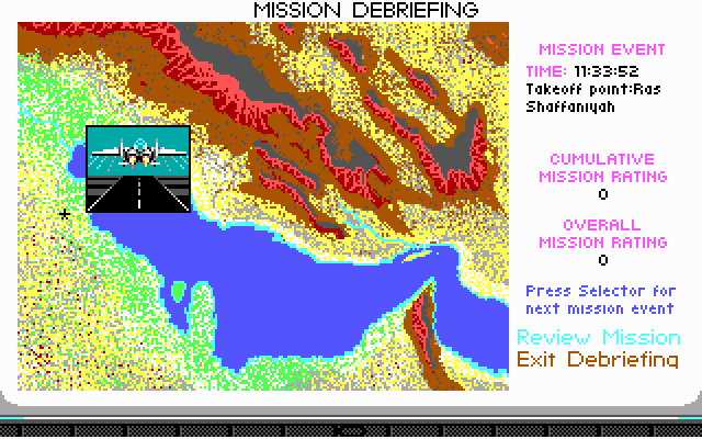 F-15 Strike Eagle II (DOS) screenshot: mission debreifing