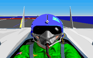 F-15 Strike Eagle II (DOS) screenshot: Rear view