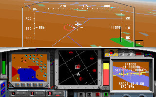 F-15 Strike Eagle II (DOS) screenshot: Secondary target in sight ...