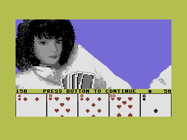 Strip Poker II Plus (Commodore 16, Plus/4) screenshot: Here are your cards...