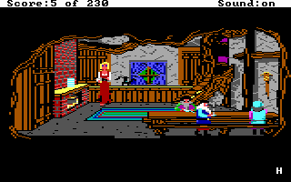 King's Quest IV: The Perils of Rosella (DOS) screenshot: AGI: The seven dwarfs' house.