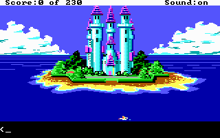 King's Quest IV: The Perils of Rosella (DOS) screenshot: AGI: There is a palace on that island.