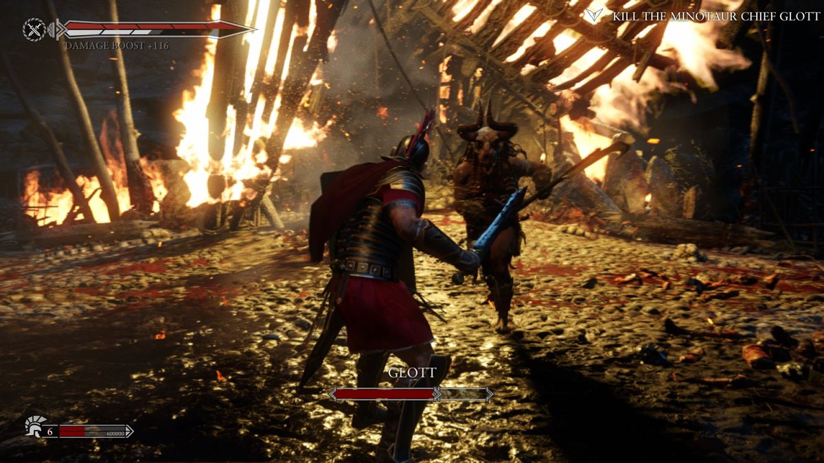 Ryse: Son of Rome (Xbox One) screenshot: Boss battle against Glott