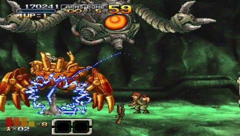 Metal Slug XX (PSP) screenshot: New weapon Vs. Mission 3 boss